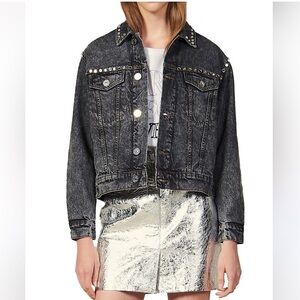 Sandro Ambre Mirror Stud Denim Jacket